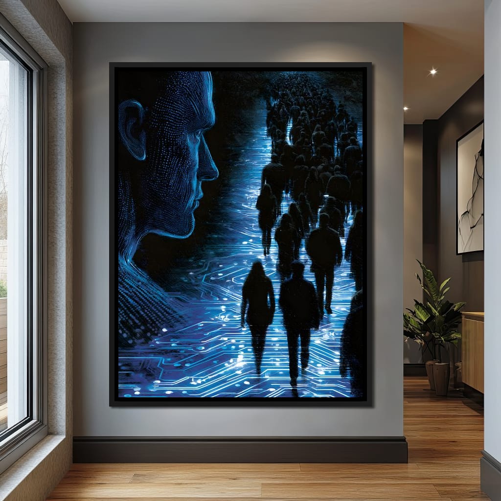 The Collective Walk of Digital Ghosts Canvas Wall Art