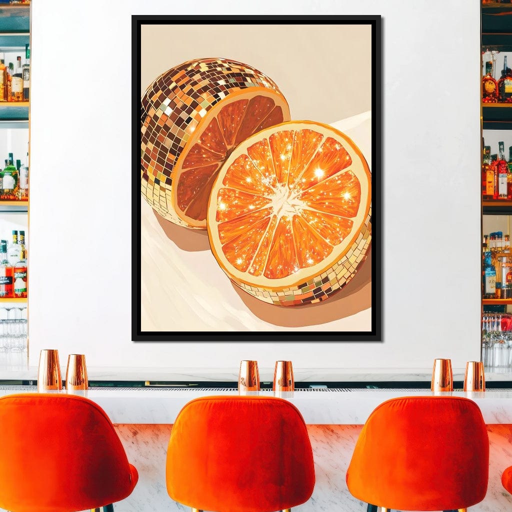 Sparkling Citrus Disco Slice Canvas Wall Art