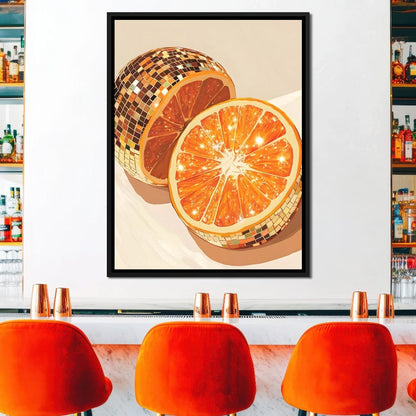 Sparkling Citrus Disco Slice Canvas Wall Art