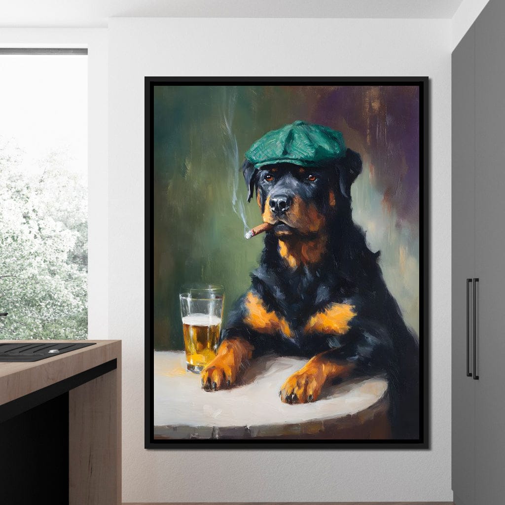 Rottweiler Irish Pub Night Canvas Wall Art