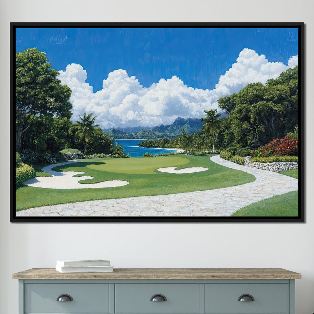 Tranquil Shoreline Golf Retreat Canvas Wall Art