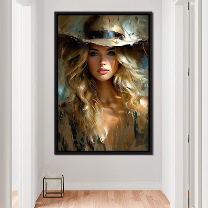 Golden Serenity Portrait Canvas Wall Art
