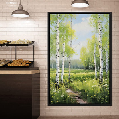 Birch Forest Springtime Canvas Wall Art