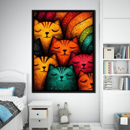Dreamy Feline Kaleidoscope Canvas Wall Art