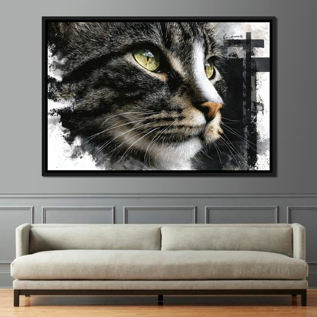 Golden Eyed Cat Portrait Canvas Wall Art