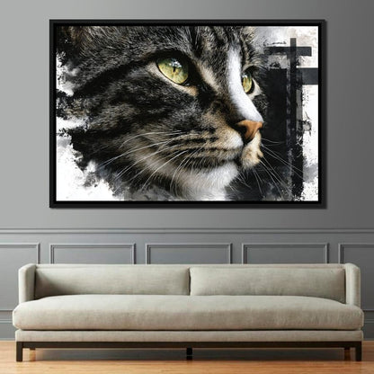 Golden Eyed Cat Portrait Canvas Wall Art