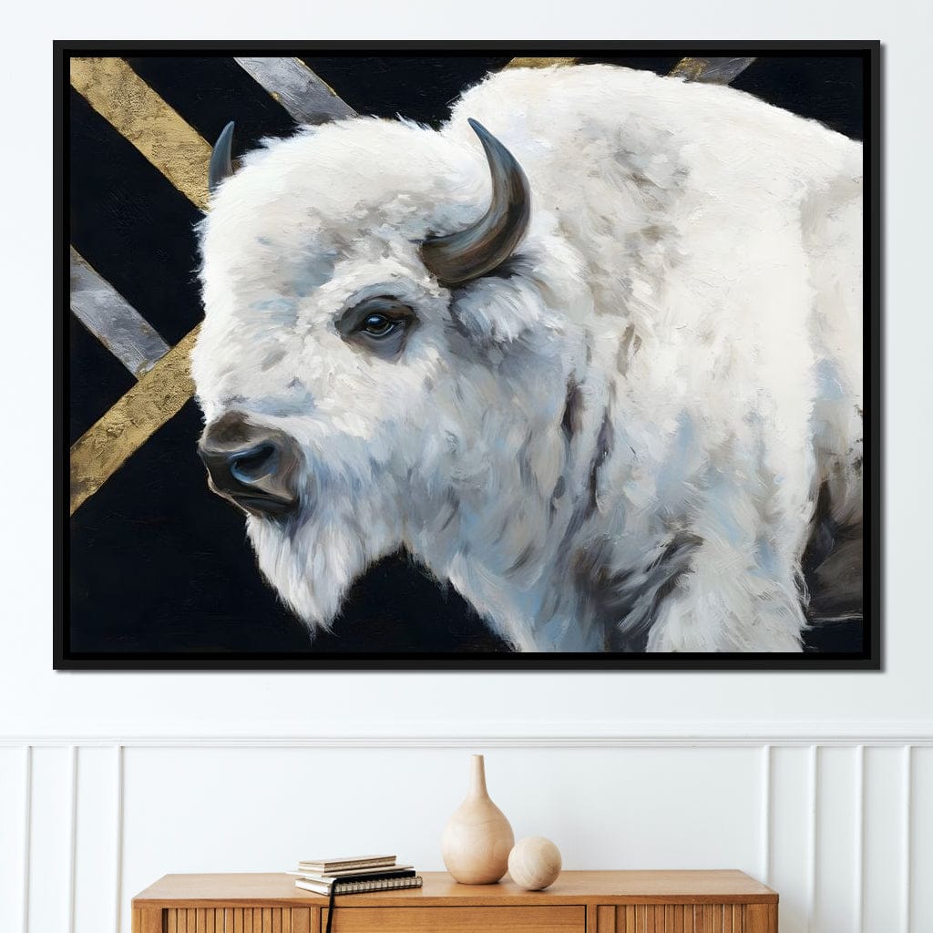Gilded Plains White Bison Canvas Wall Art