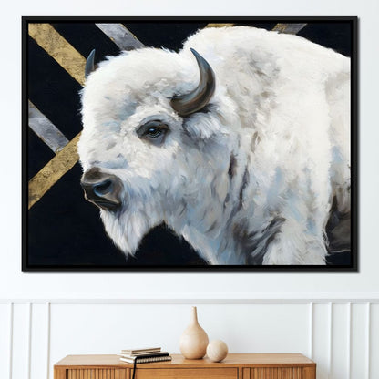 Gilded Plains White Bison Canvas Wall Art