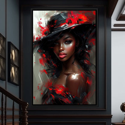 Sable Elegance with Poppy Flair Canvas Wall Art
