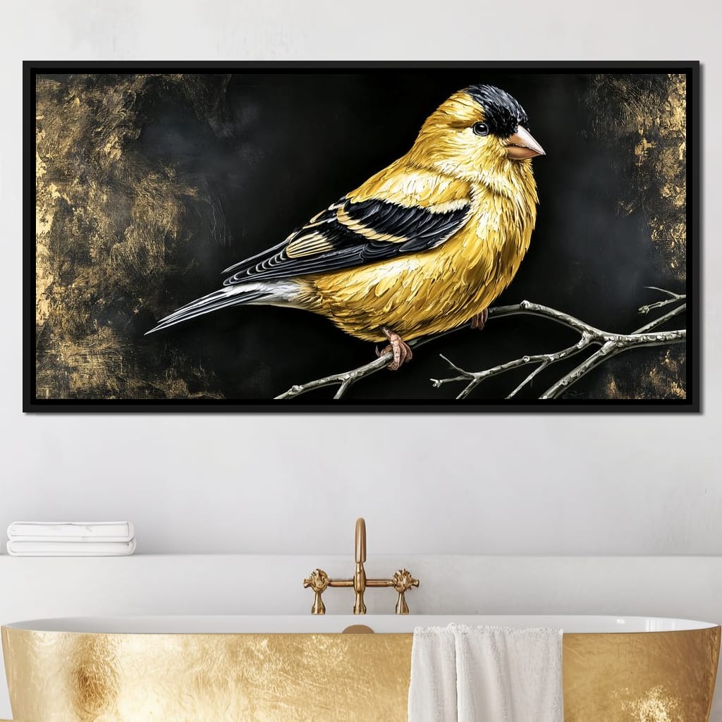 Gilded Feather Stillness Canvas Wall Art