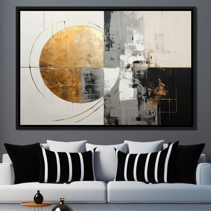 Golden Geometric Serenity Canvas Wall Art