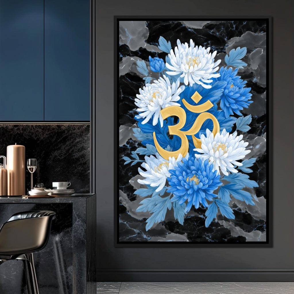 Om Lotus Bloom Floral Gold Canvas Wall Art