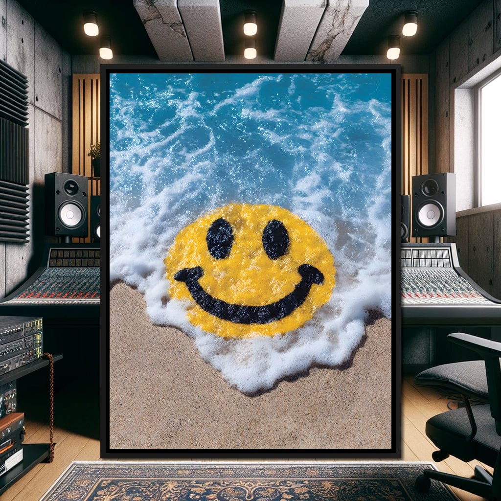 Radiant Beach Wave Smile Burst Canvas Wall Art