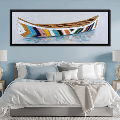 Colorful Canoe Reflections Calm Canvas Wall Art