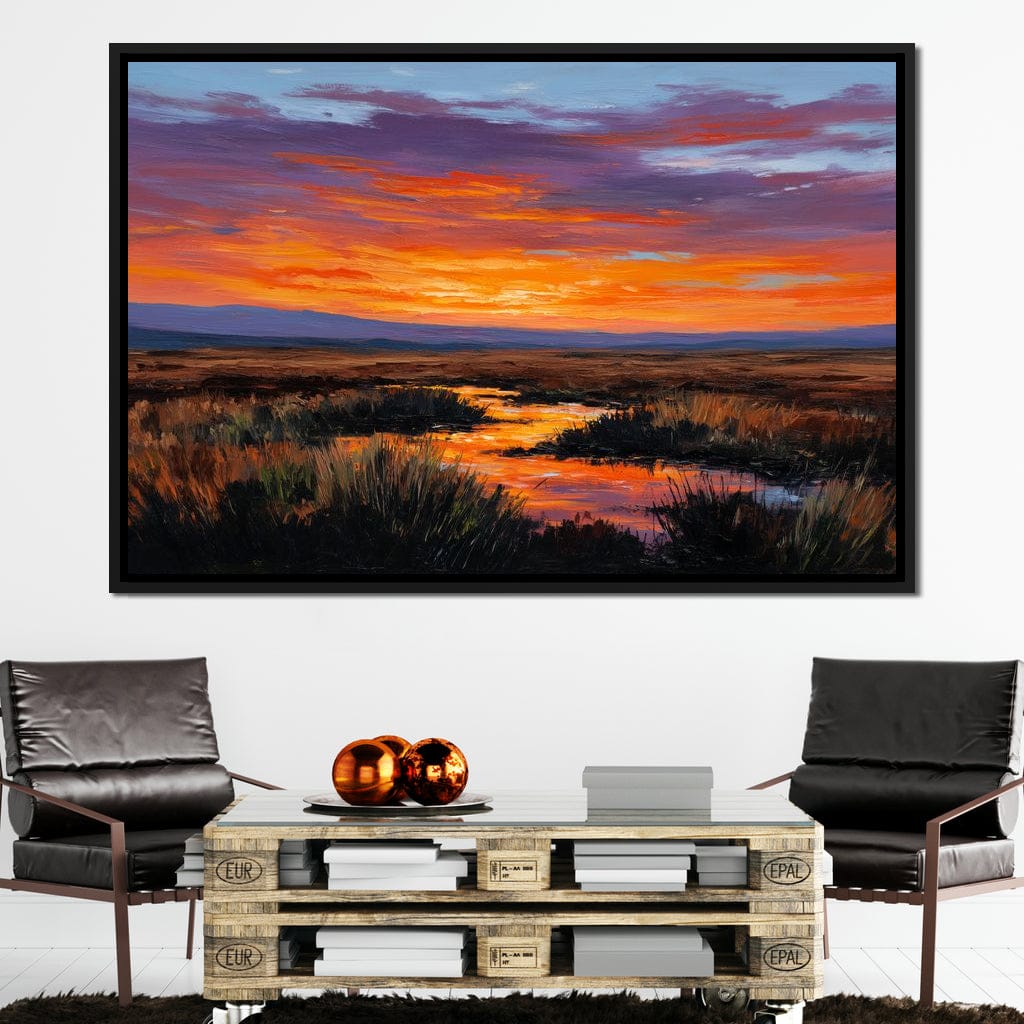 Sunset River Over Marshland Canvas Wall Art