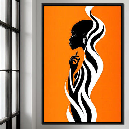 Ebony Flow on Tangerine Dreams Canvas Wall Art