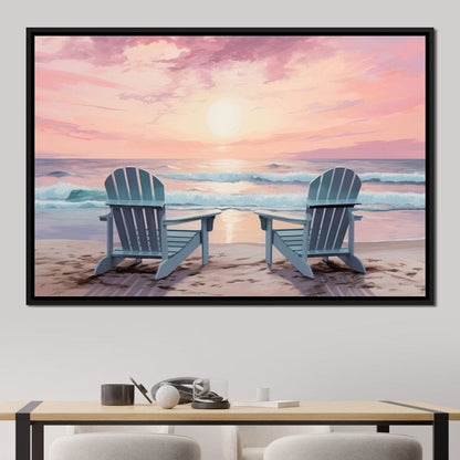 Vacation Beach Chairs Canvas Wall Art