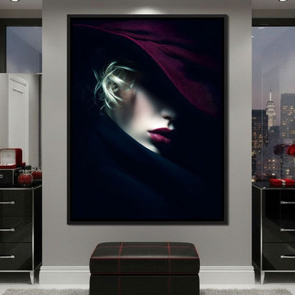 Noir Allure Under Silk Brim Canvas Wall Art