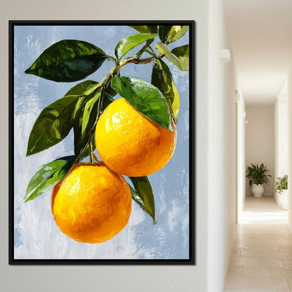 Sunlit Oranges On Branch Canvas Wall Art