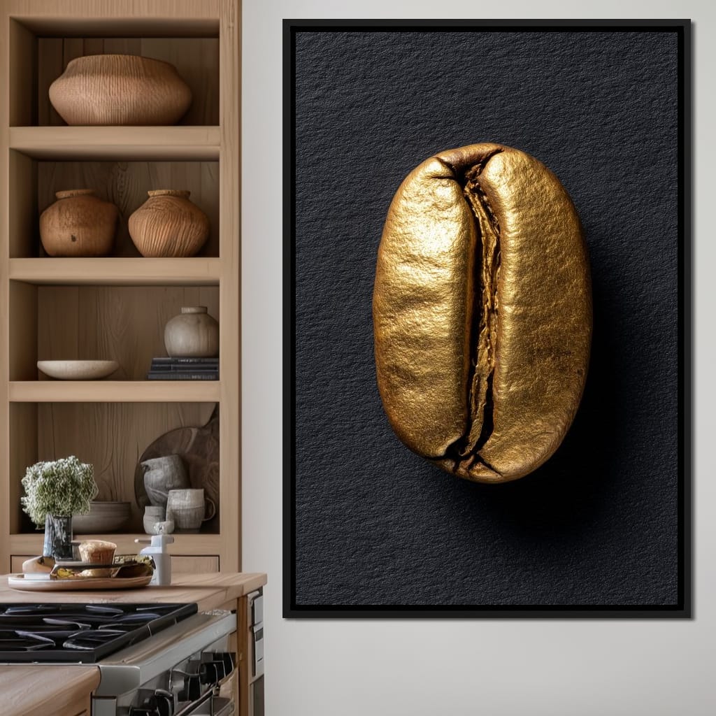 Golden Coffee Bean Minimalism Canvas Wall Art