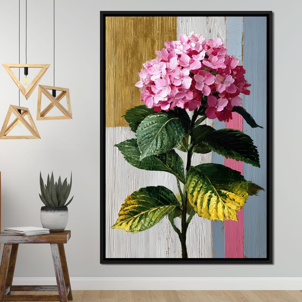 Pink Hydrangea Garden Glow Canvas Wall Art