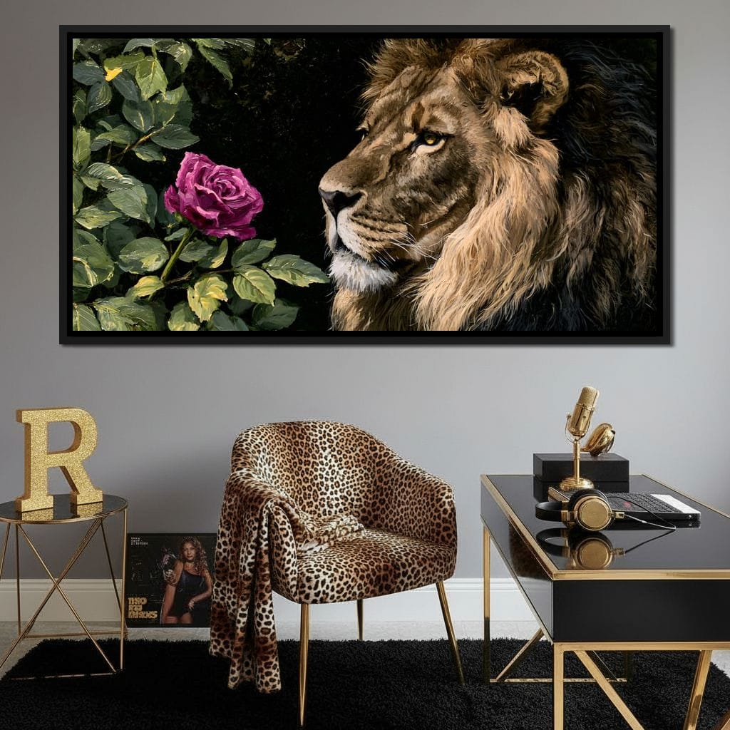 Gentle King Lion Finds Solitude Canvas Wall Art