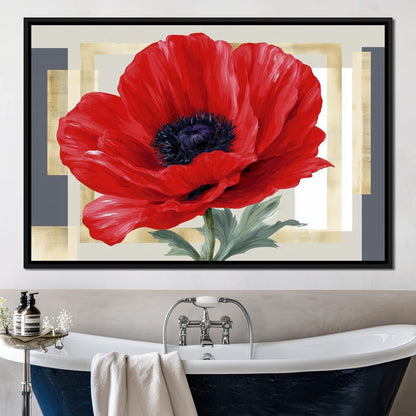 Bold Poppy Bloom Portrait Canvas Wall Art