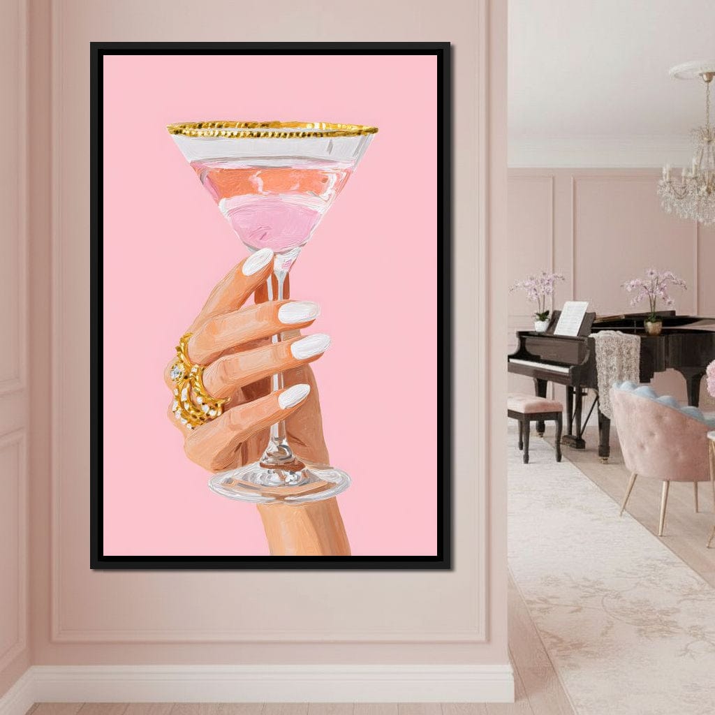 Chic Martini Toast Canvas Wall Art
