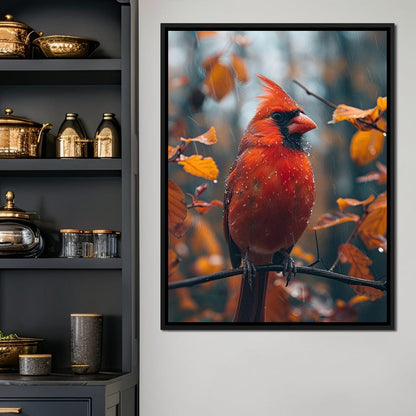 Autumn Cardinal's Perch Canvas Wall Art