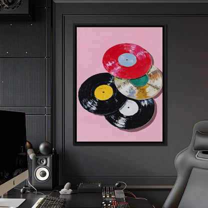 Retro Vinyl Record Pop Splash Canvas Wall Art