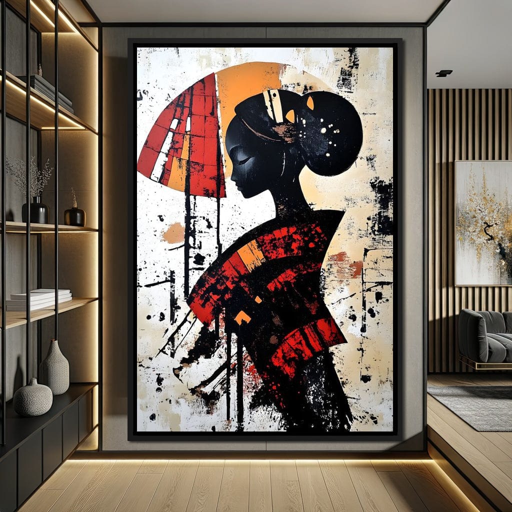 Silhouette Harmony in Amber Tones Canvas Wall Art