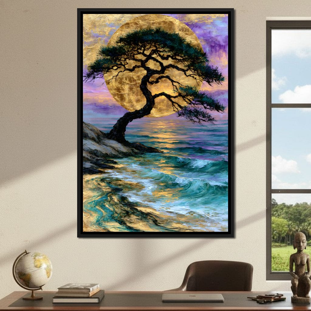 Ancient Pine Before The Gilded Moon Canvas Wall Art