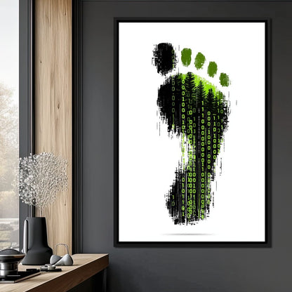 Digital Forest Footprint Code Canvas Wall Art