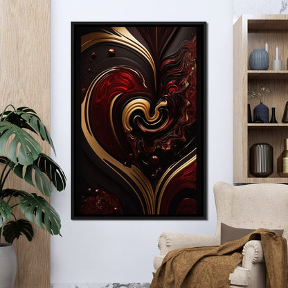The Marble-Lux Collection: Dark Red & Vibrant Gold 05 Canvas Wall Art