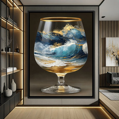 Gilded Ocean Stormglass Scene Canvas Wall Art