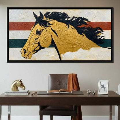 Golden Stallion Portrait Canvas Wall Art