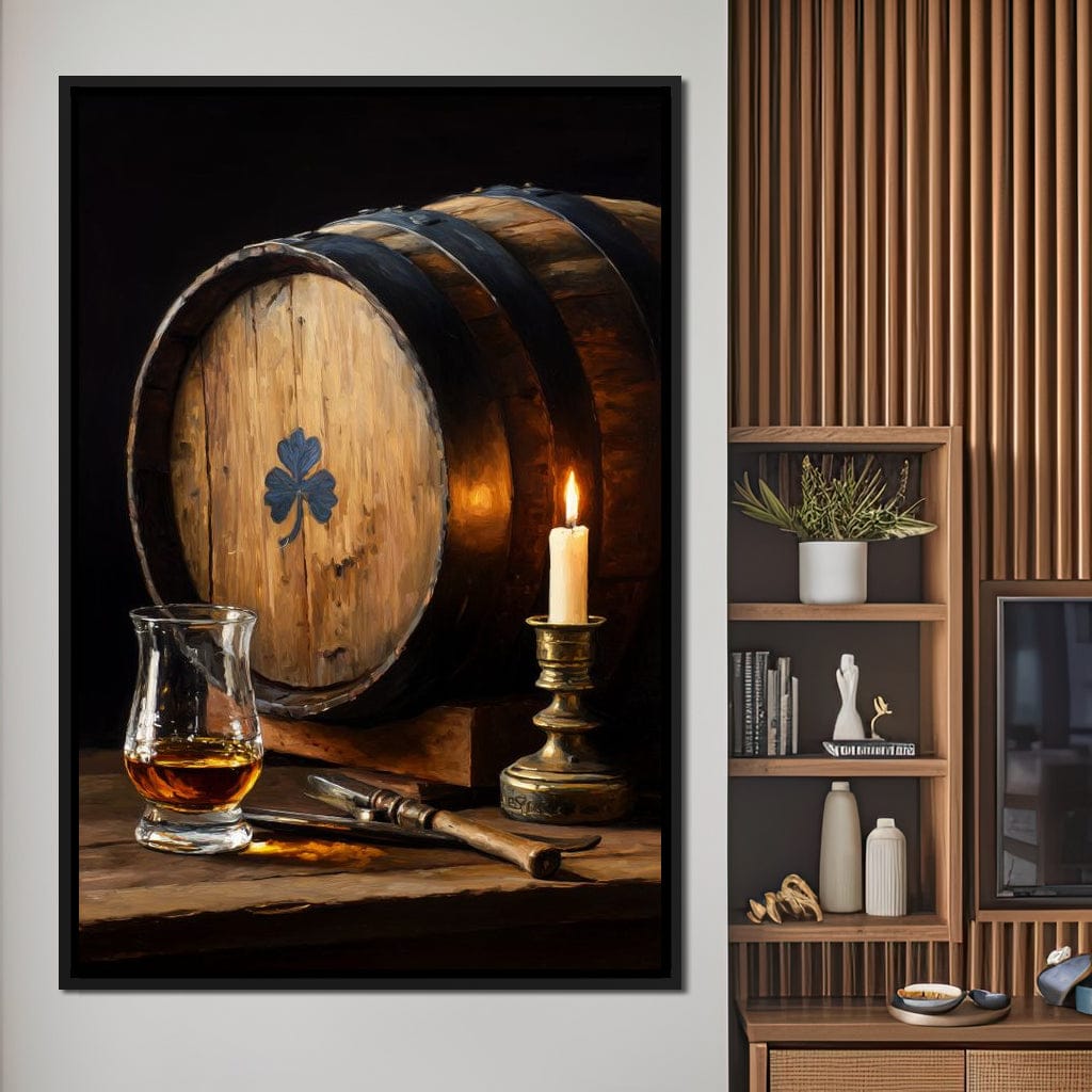 Candlelit Irish Whiskey Barrel Canvas Wall Art