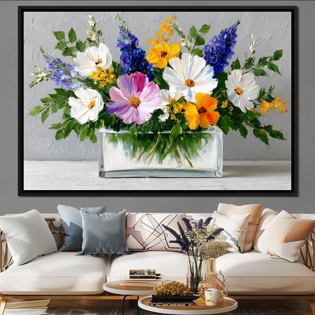 Sunlit Wildflower in Water Canvas Wall Art