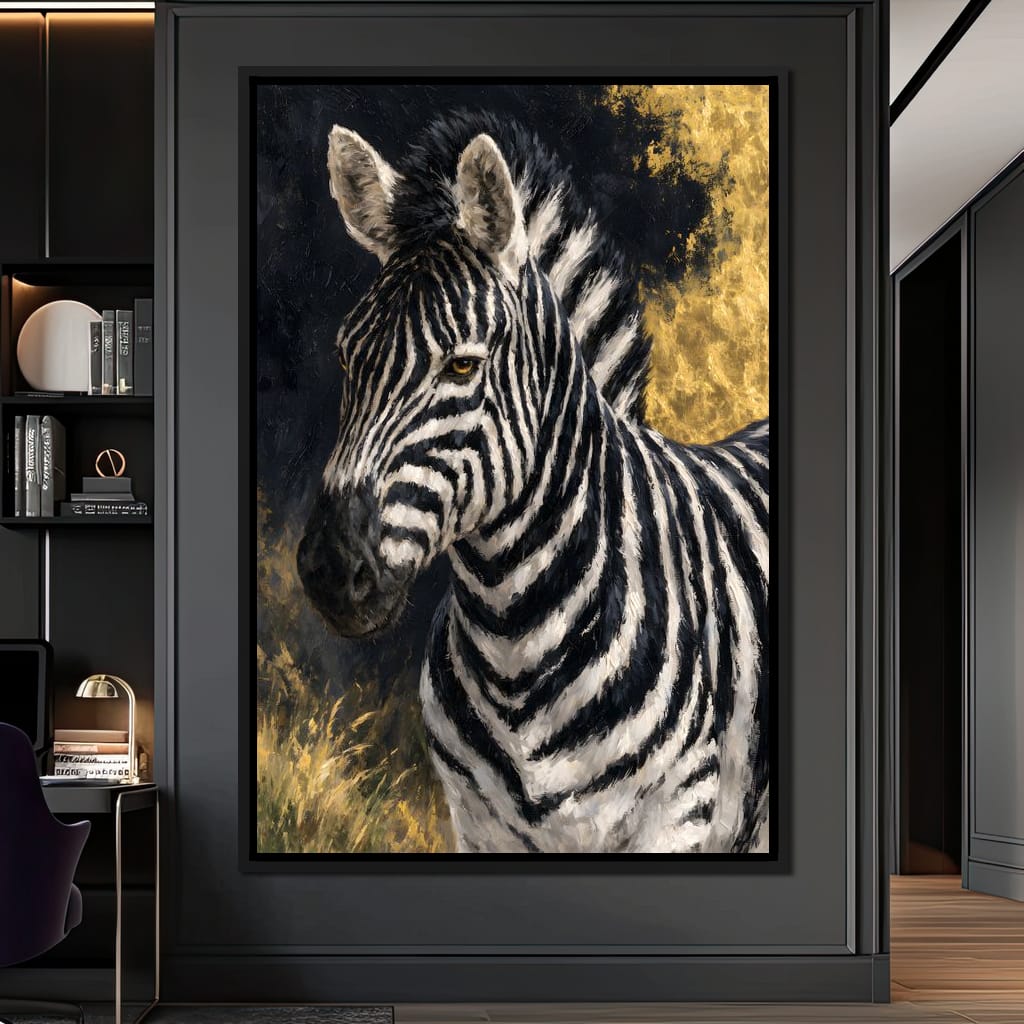 Golden Stripes of the Midnight Plains Canvas Wall Art