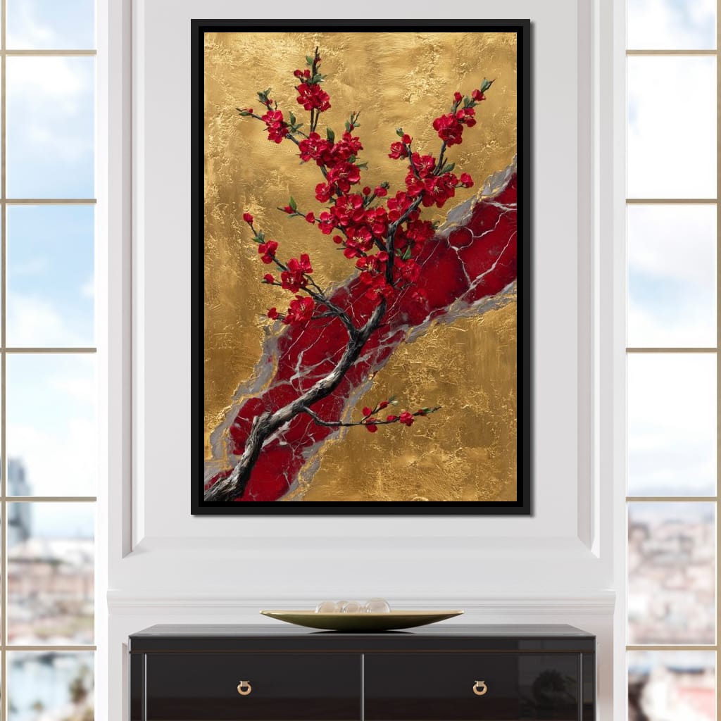 Golden Blossom Ascension Canvas Wall Art