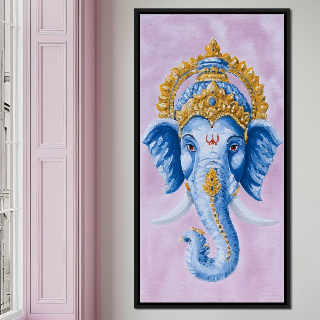 Sacred Blue Ganesha Majesty Canvas Wall Art