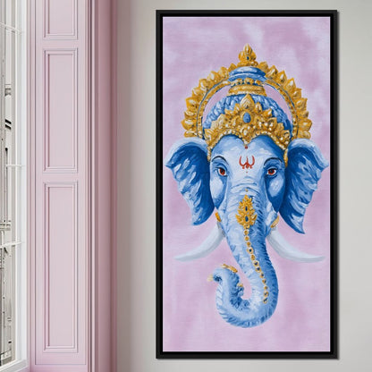 Sacred Blue Ganesha Majesty Canvas Wall Art