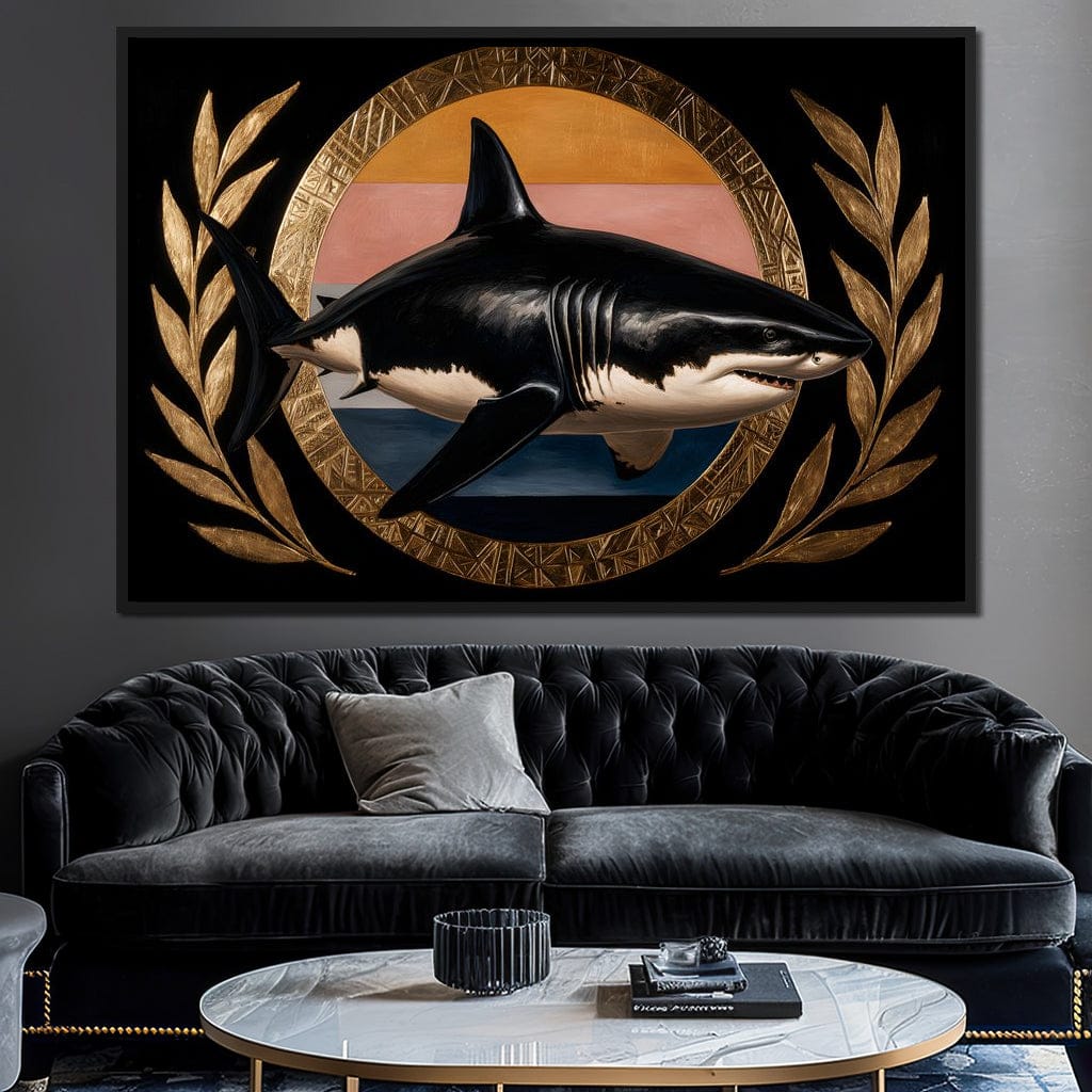 Gilded Shark Triumph Halo Canvas Wall Art