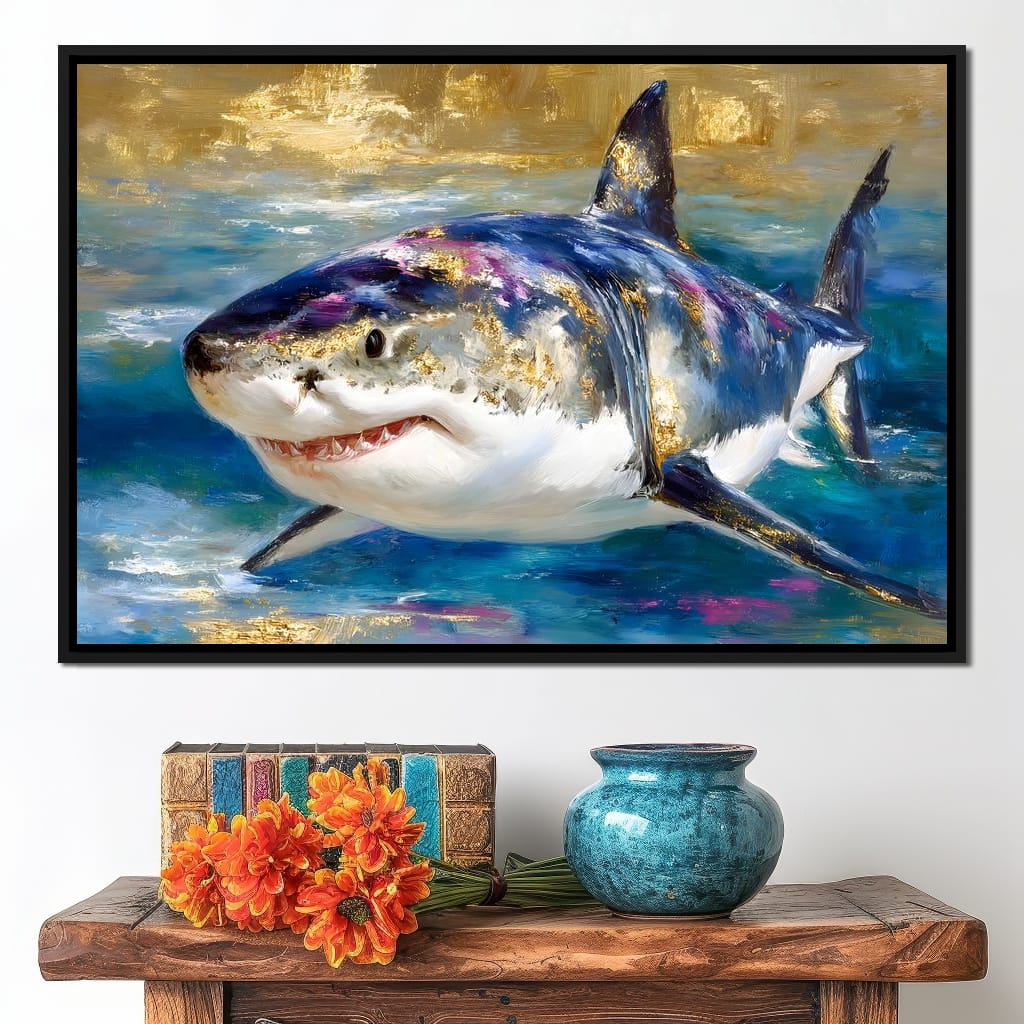 Gilded Great White Hunter Canvas Wall Art