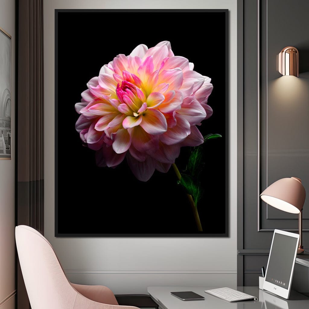 Radiant Dahlia Petals Macro Glow Canvas Wall Art