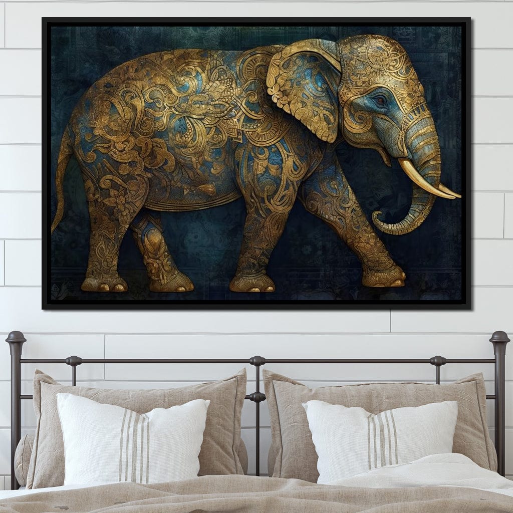 Gilded Grey Elephant Canvas Wall Art