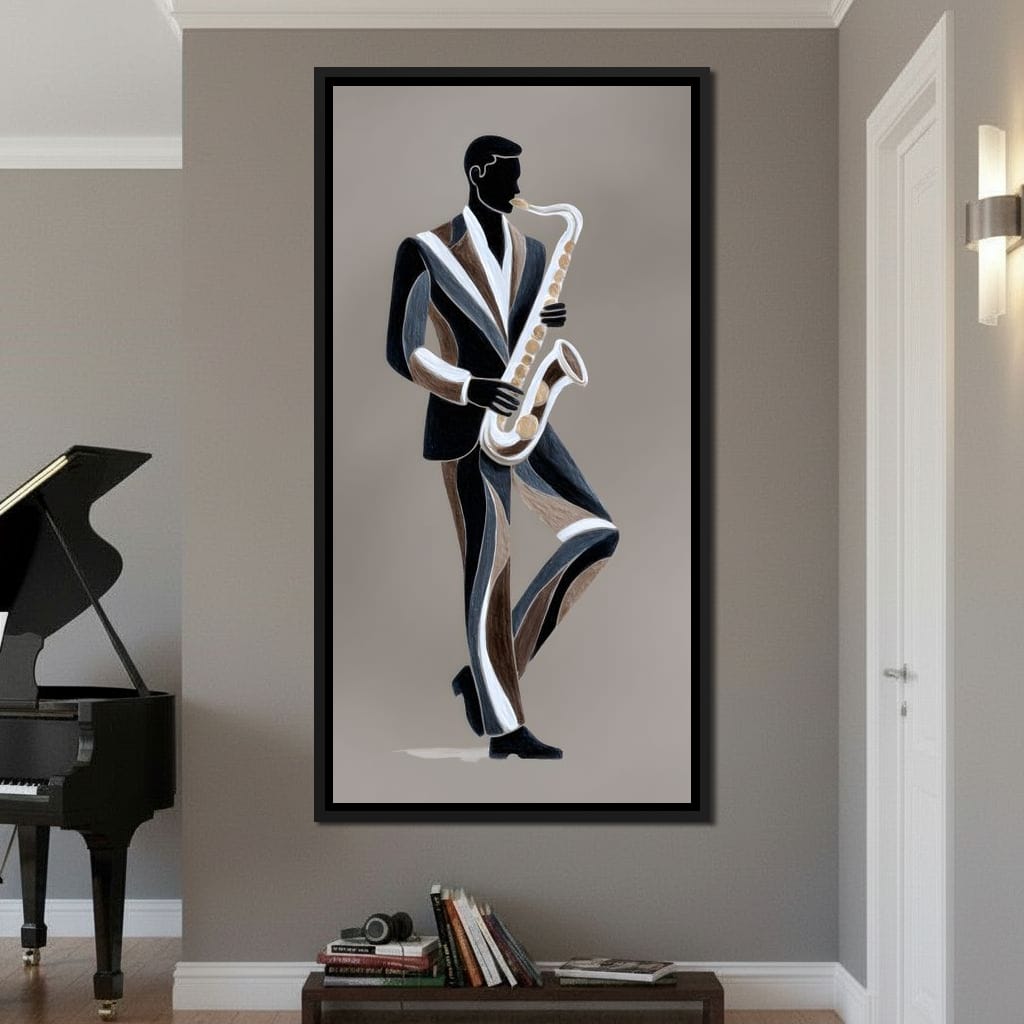 Midnight Jazz Sax Player Elegance Canvas Wall Art