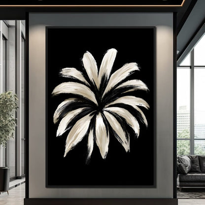 Monochrome Petals Reaching For Night Canvas Wall Art