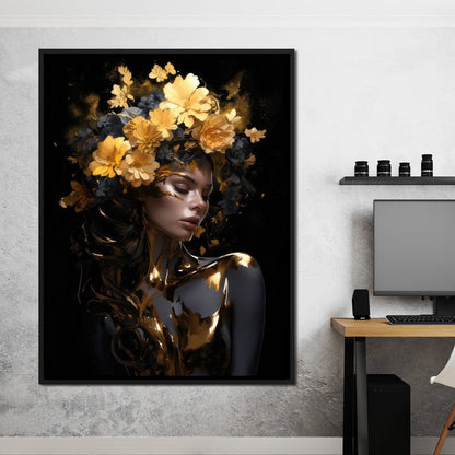Floral Elegance Crown Canvas Wall Art