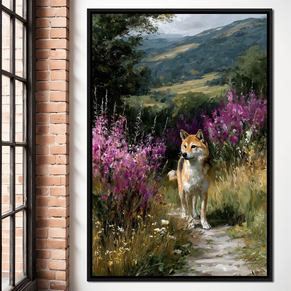 Shiba Meadow Trail Portrait Canvas Wall Art